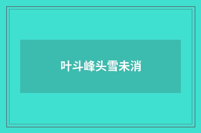 叶斗峰头雪未消