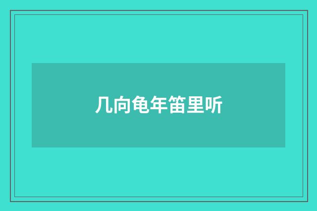 几向龟年笛里听