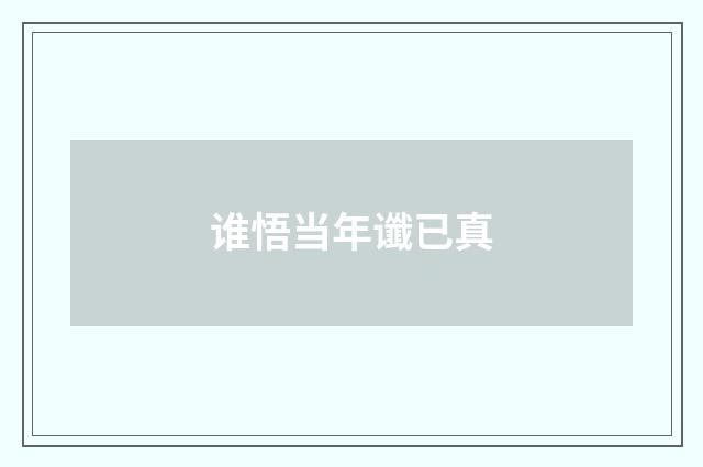 谁悟当年谶已真