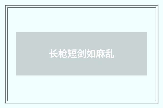 长枪短剑如麻乱