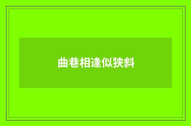 曲巷相逢似狭斜