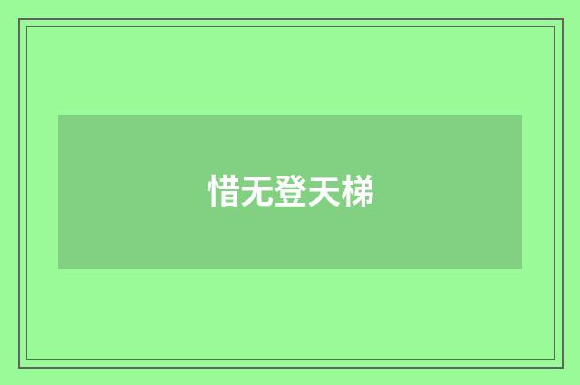 惜无登天梯