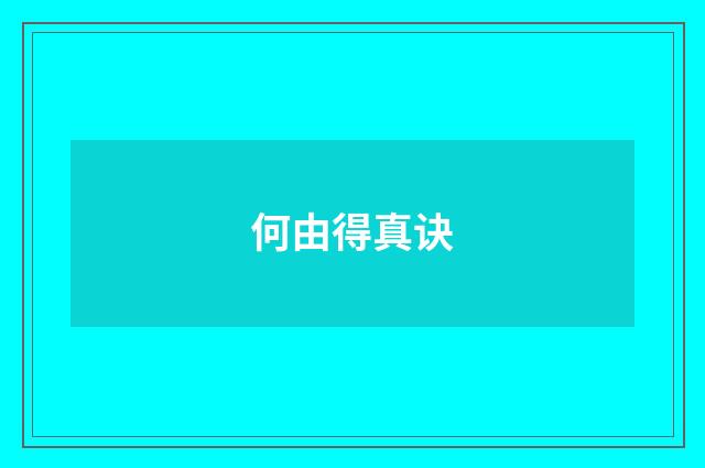 何由得真诀