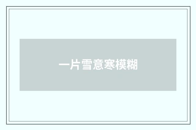 一片雪意寒模糊