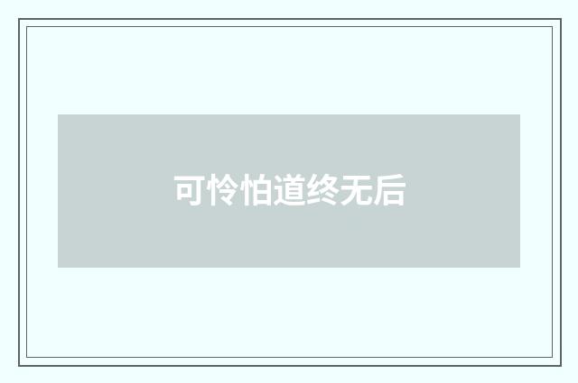 可怜怕道终无后