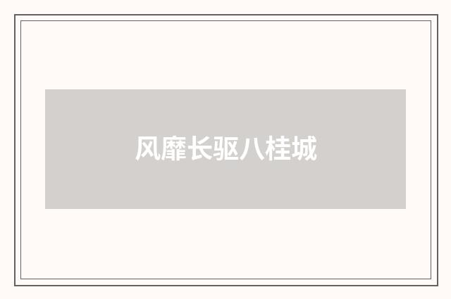 风靡长驱八桂城