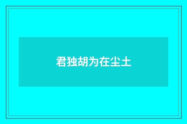 君独胡为在尘土