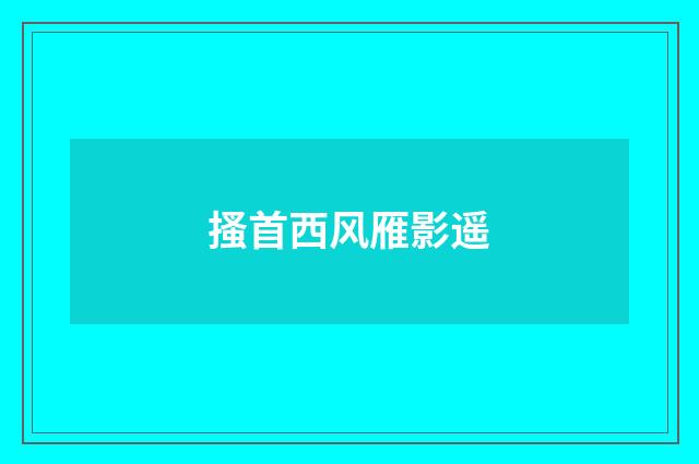 搔首西风雁影遥