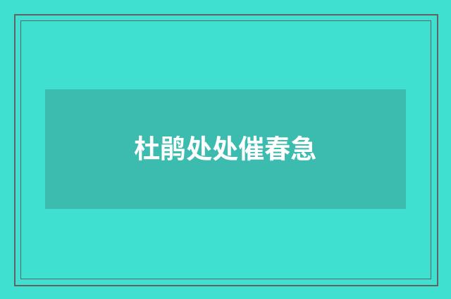 杜鹃处处催春急