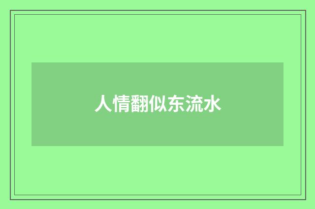 人情翻似东流水