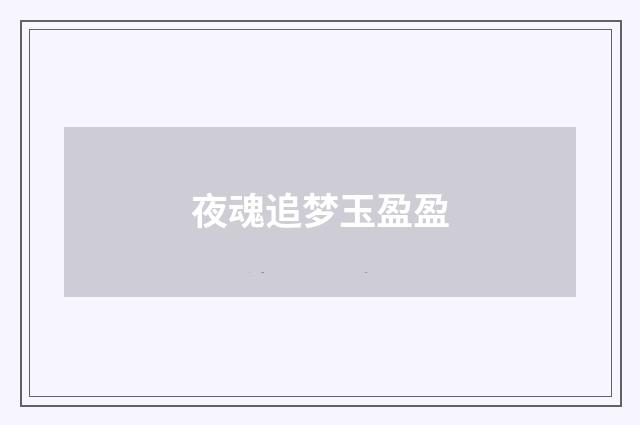 夜魂追梦玉盈盈