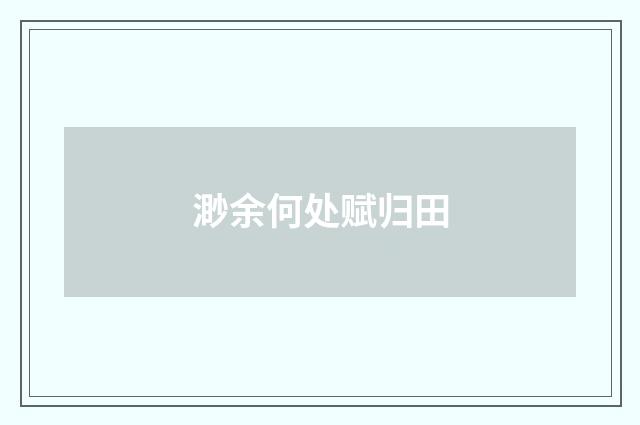 渺余何处赋归田