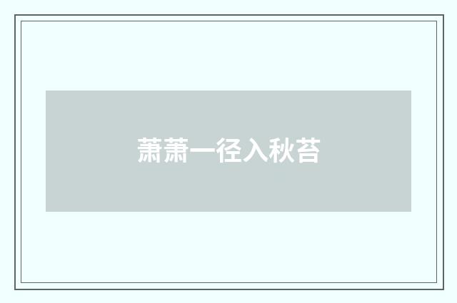 萧萧一径入秋苔