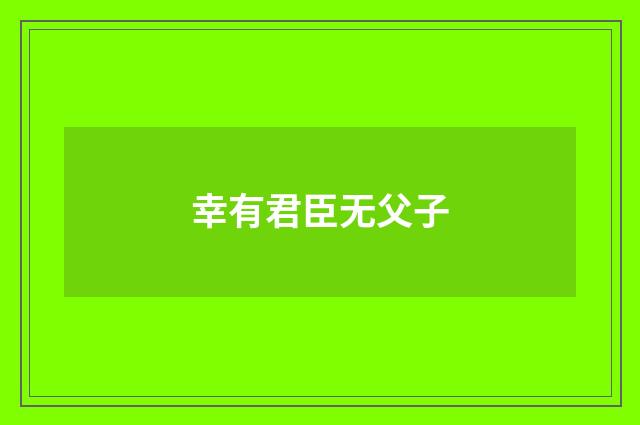 幸有君臣无父子