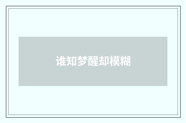 谁知梦醒却模糊