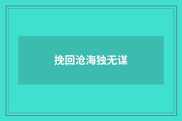 挽回沧海独无谋