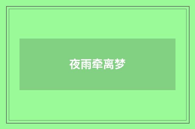 夜雨牵离梦