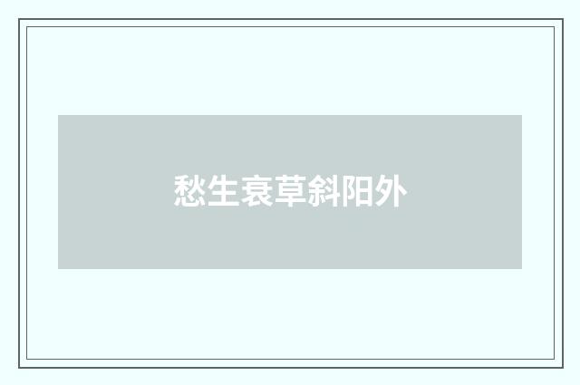 愁生衰草斜阳外