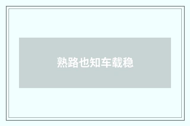 熟路也知车载稳