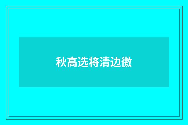 秋高选将清边徼