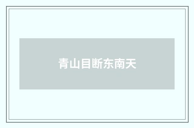 青山目断东南天