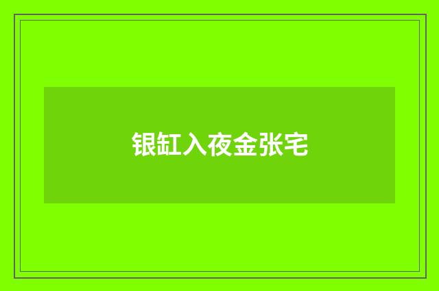 银缸入夜金张宅