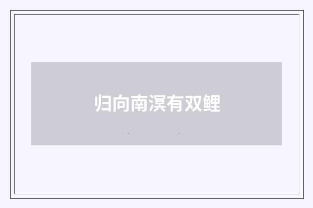 归向南溟有双鲤