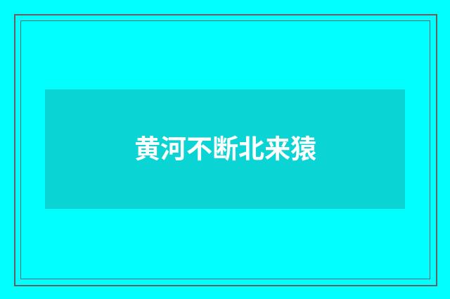 黄河不断北来猿