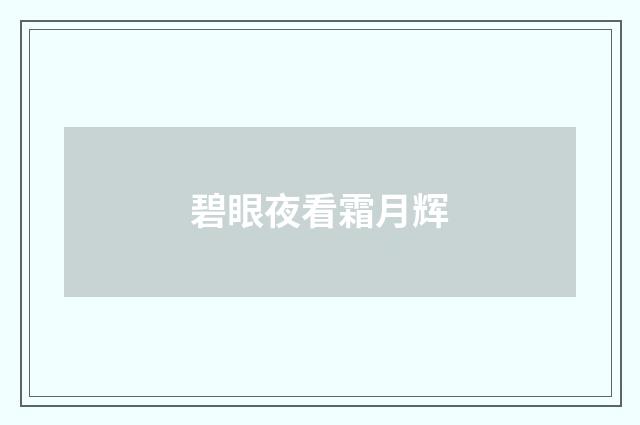 碧眼夜看霜月辉