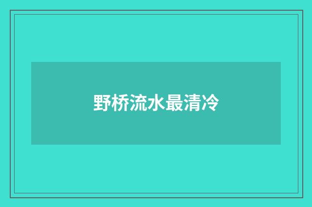 野桥流水最清冷