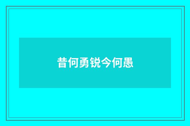 昔何勇锐今何愚
