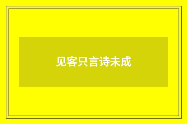 见客只言诗未成