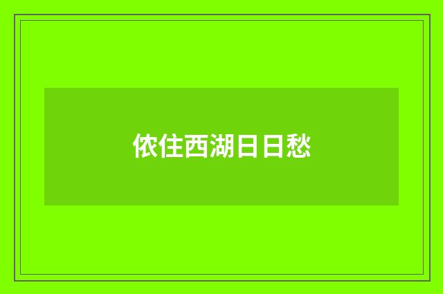 侬住西湖日日愁