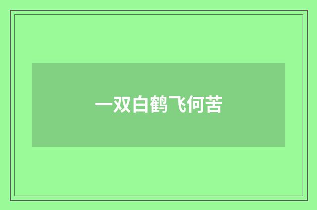 一双白鹤飞何苦