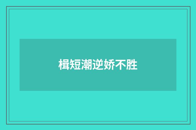 楫短潮逆娇不胜