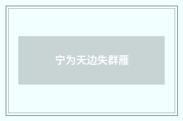 宁为天边失群雁