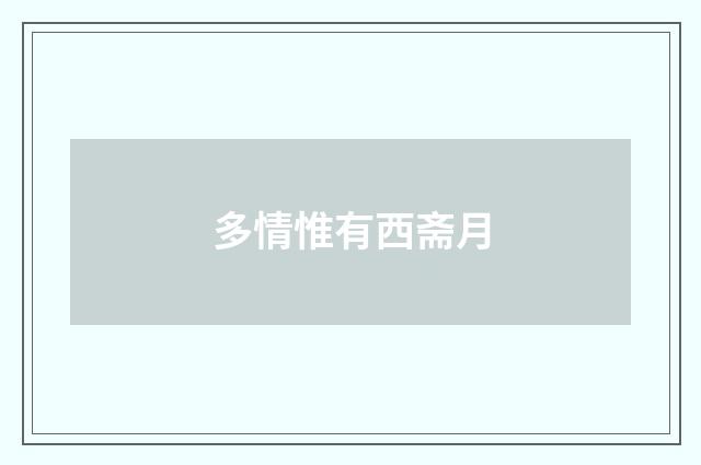 多情惟有西斋月