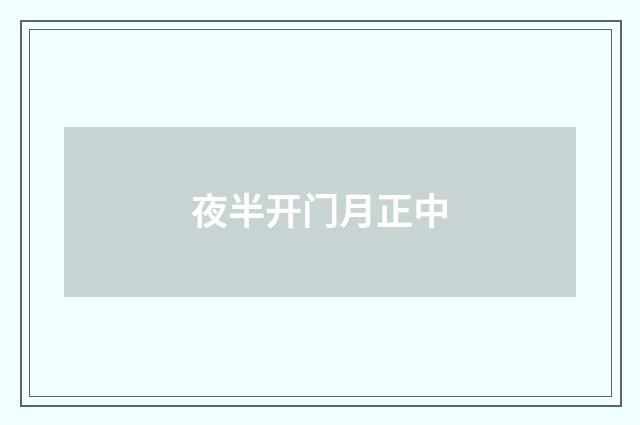 夜半开门月正中