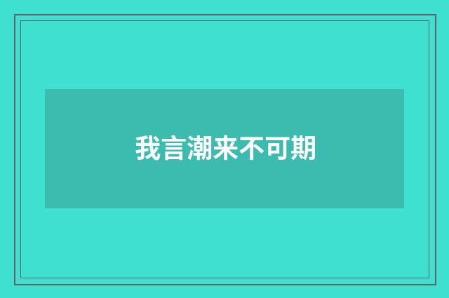 我言潮来不可期