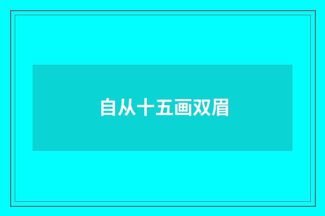 自从十五画双眉