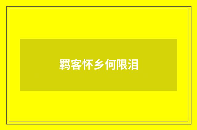 羁客怀乡何限泪