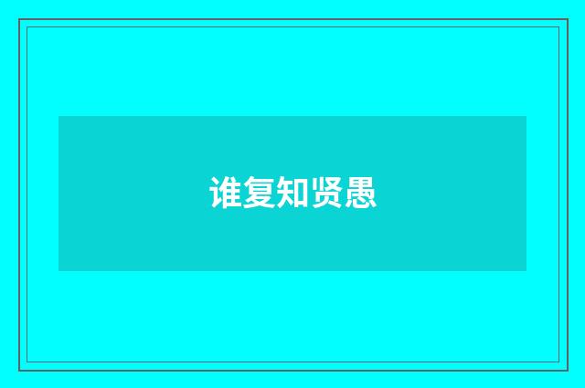 谁复知贤愚