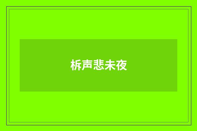 柝声悲未夜