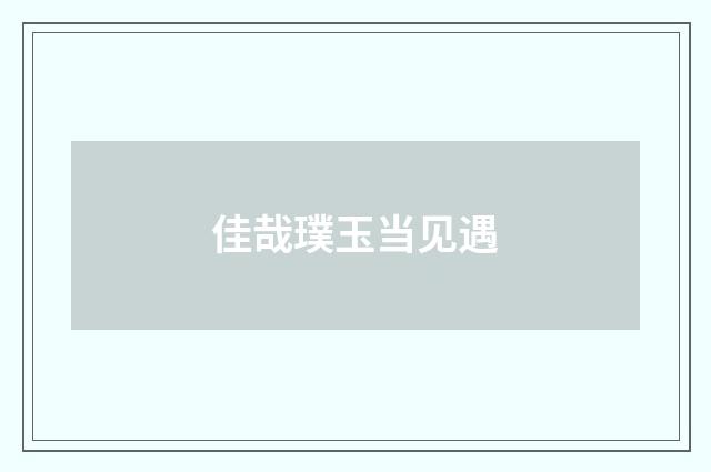 佳哉璞玉当见遇