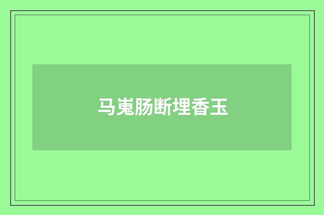 马嵬肠断埋香玉