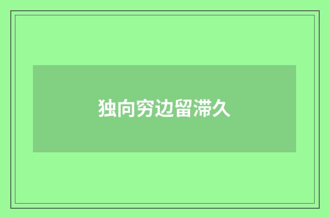 独向穷边留滞久