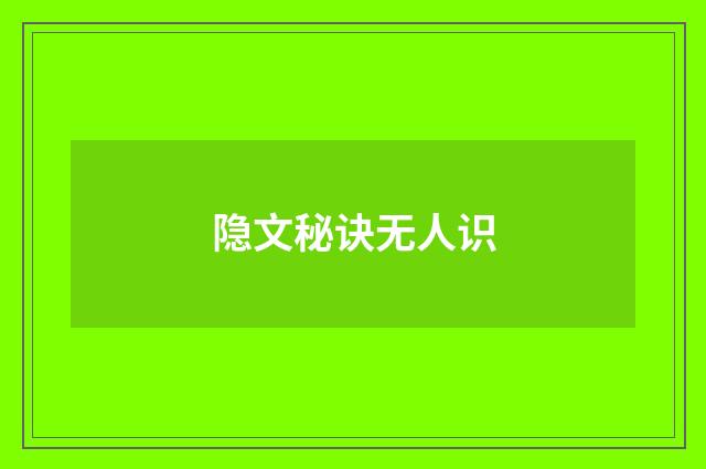 隐文秘诀无人识