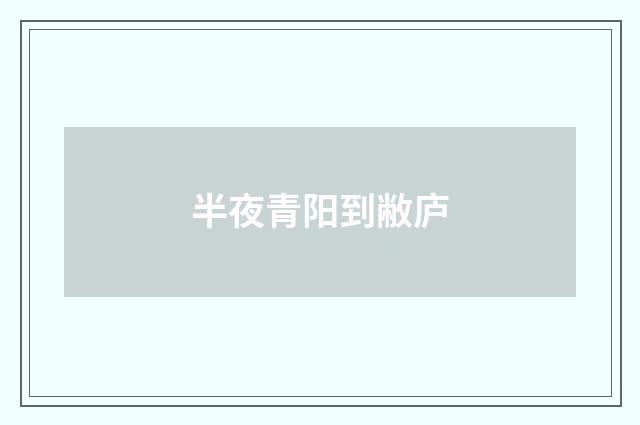 半夜青阳到敝庐