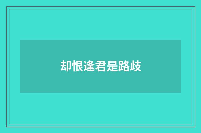 却恨逢君是路歧