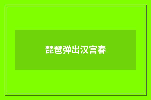 琵琶弹出汉宫春
